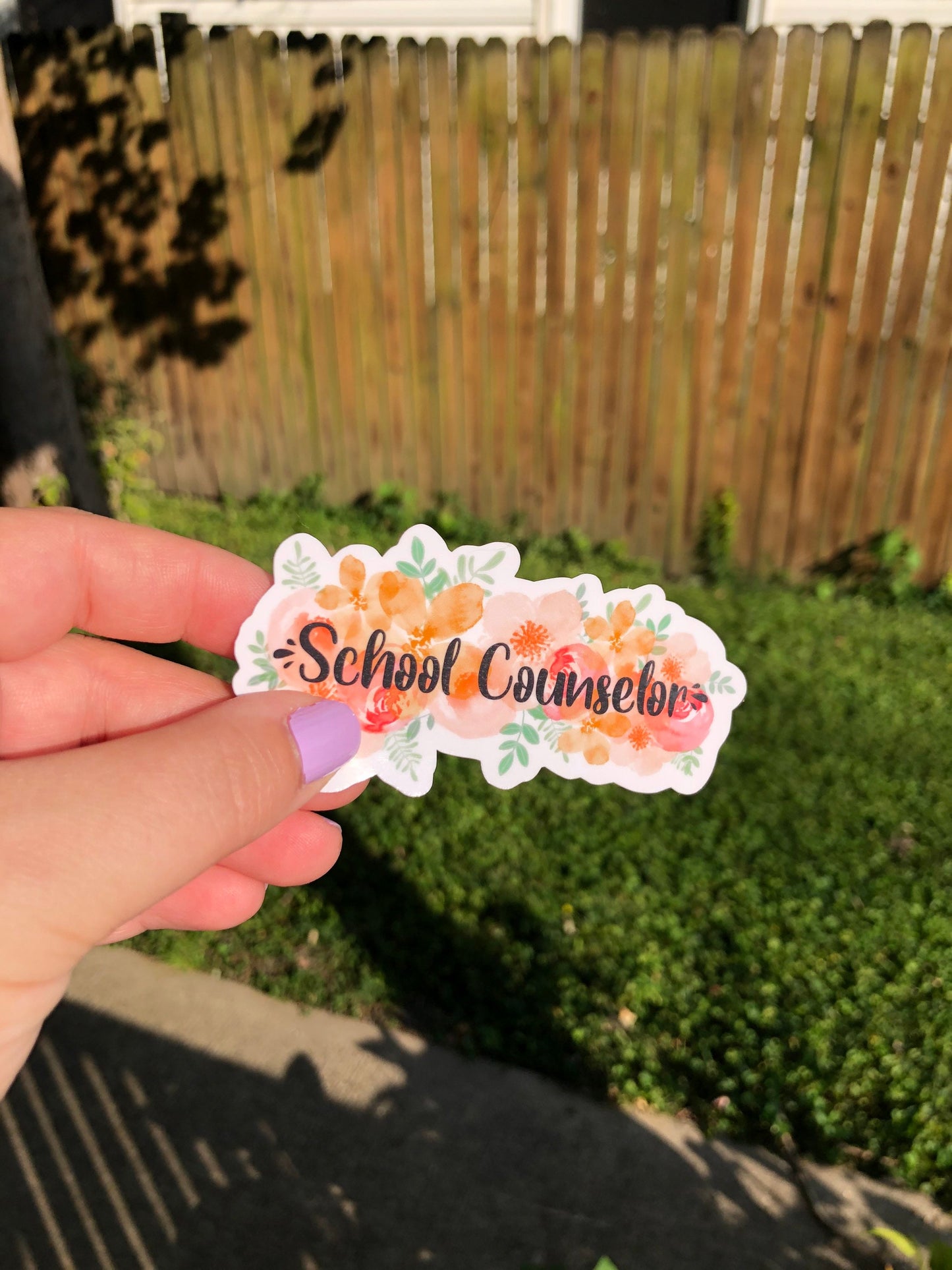 Floral Watercolor School Counselor decal sticker