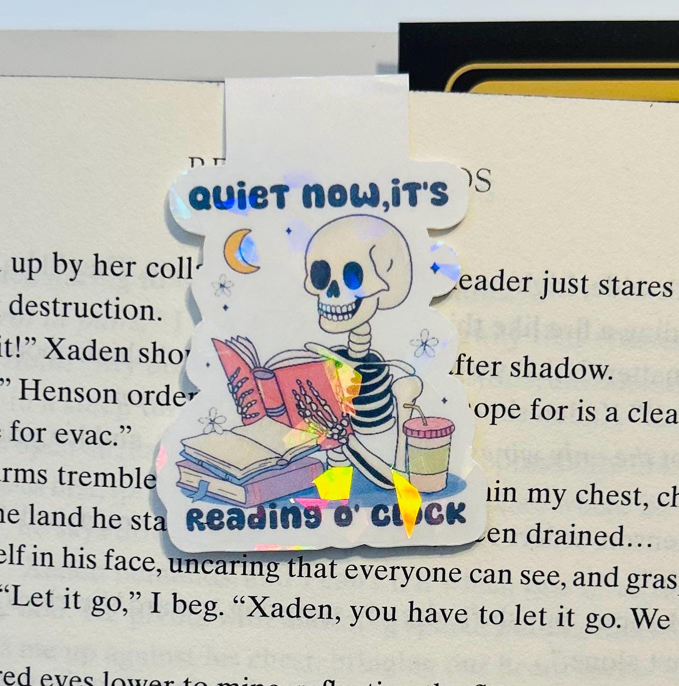 Quiet Now, It’s Reading O’Clock – Spooky Skeleton Magnetic Bookmark