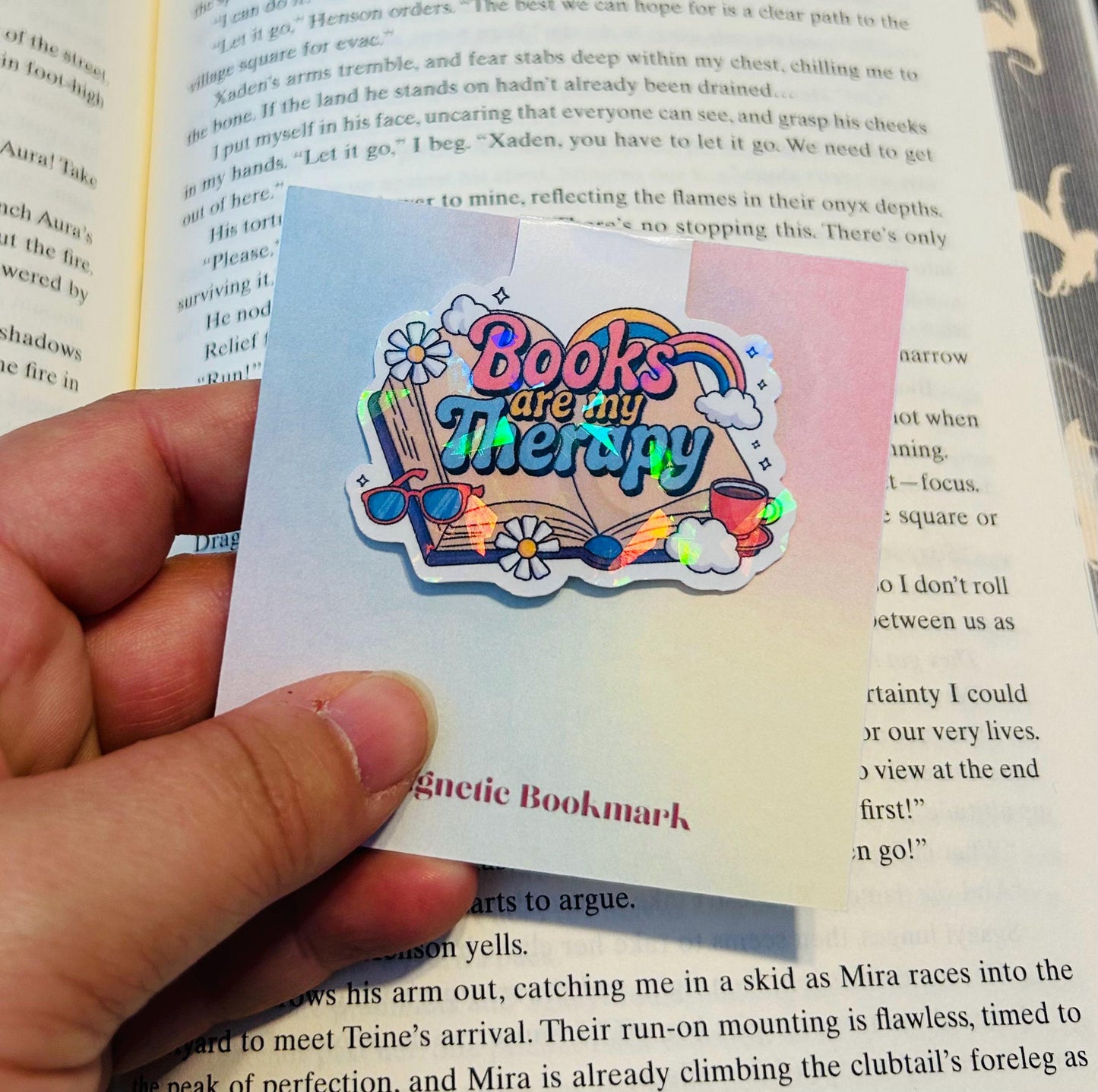 Books Are My Therapy – Holographic Magnetic Bookmark