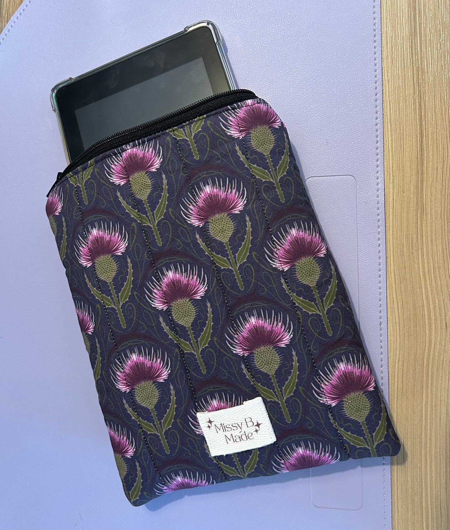 Outlander-Inspired Quilted Kindle Case with Zipper