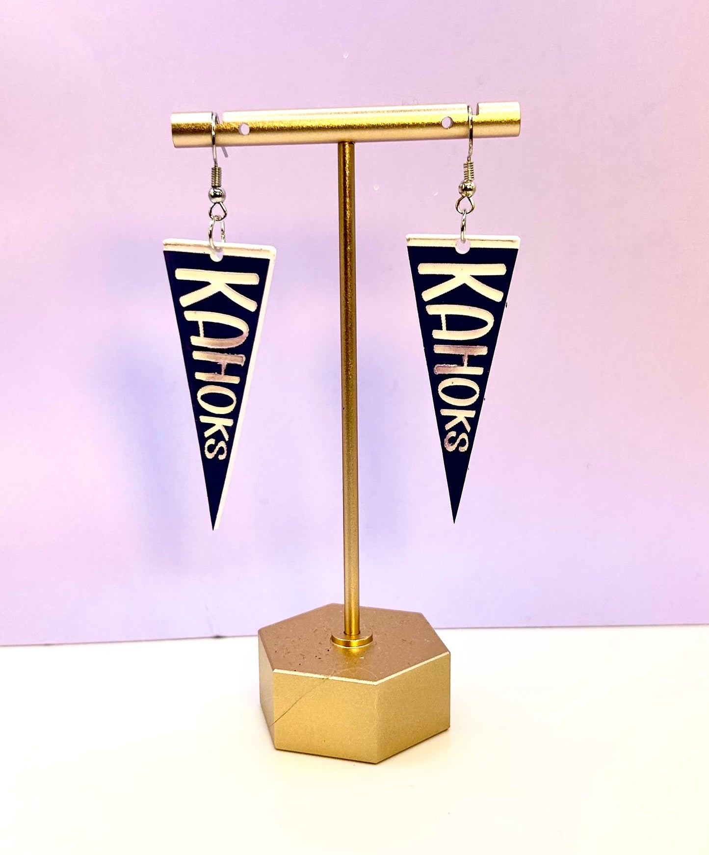 Purple and White Kahoks Pennant Earring