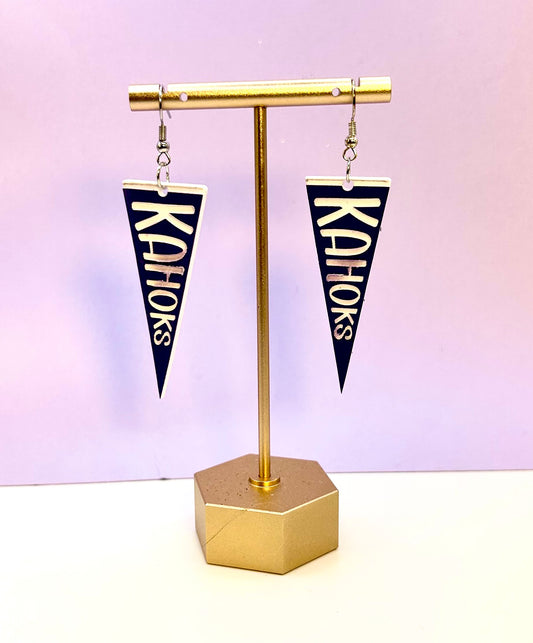 Purple and White Kahoks Pennant Earring