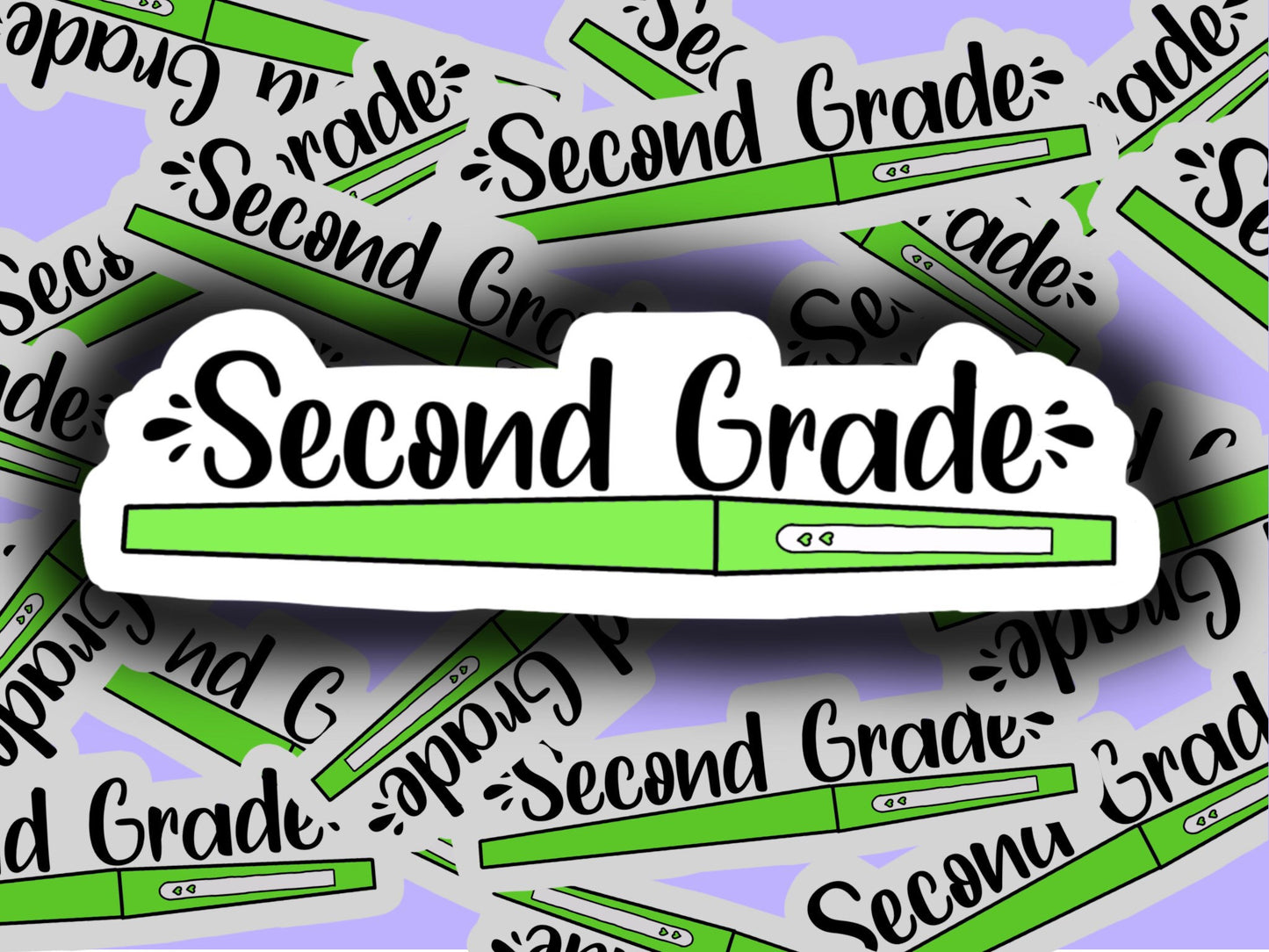 Second grade flair pen teacher decal sticker laptop