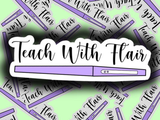Teach with flair pen sticker decal laptop