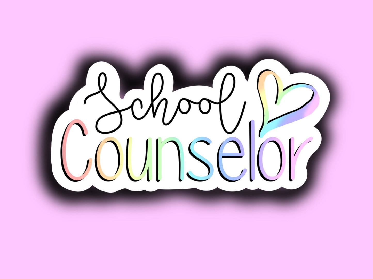 Rainbow school Counselor heart laptop sticker decal, water bottle, tablet
