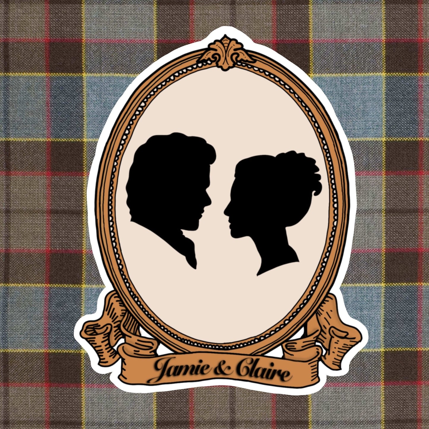 Jamie and Claire Fraser silhouette sticker laptop decal outlander