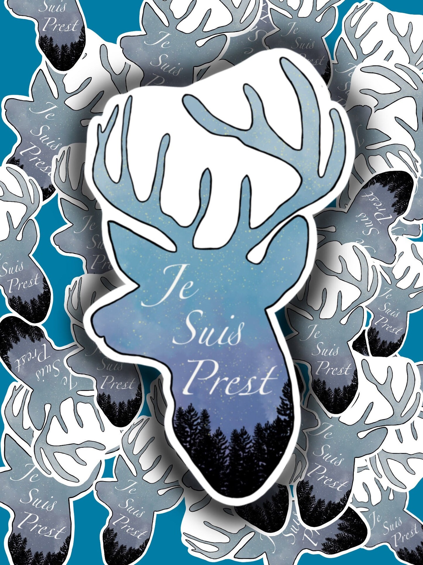 Je Suis Prest buck sticker outlander decal laptop Claire Jamie Fraser