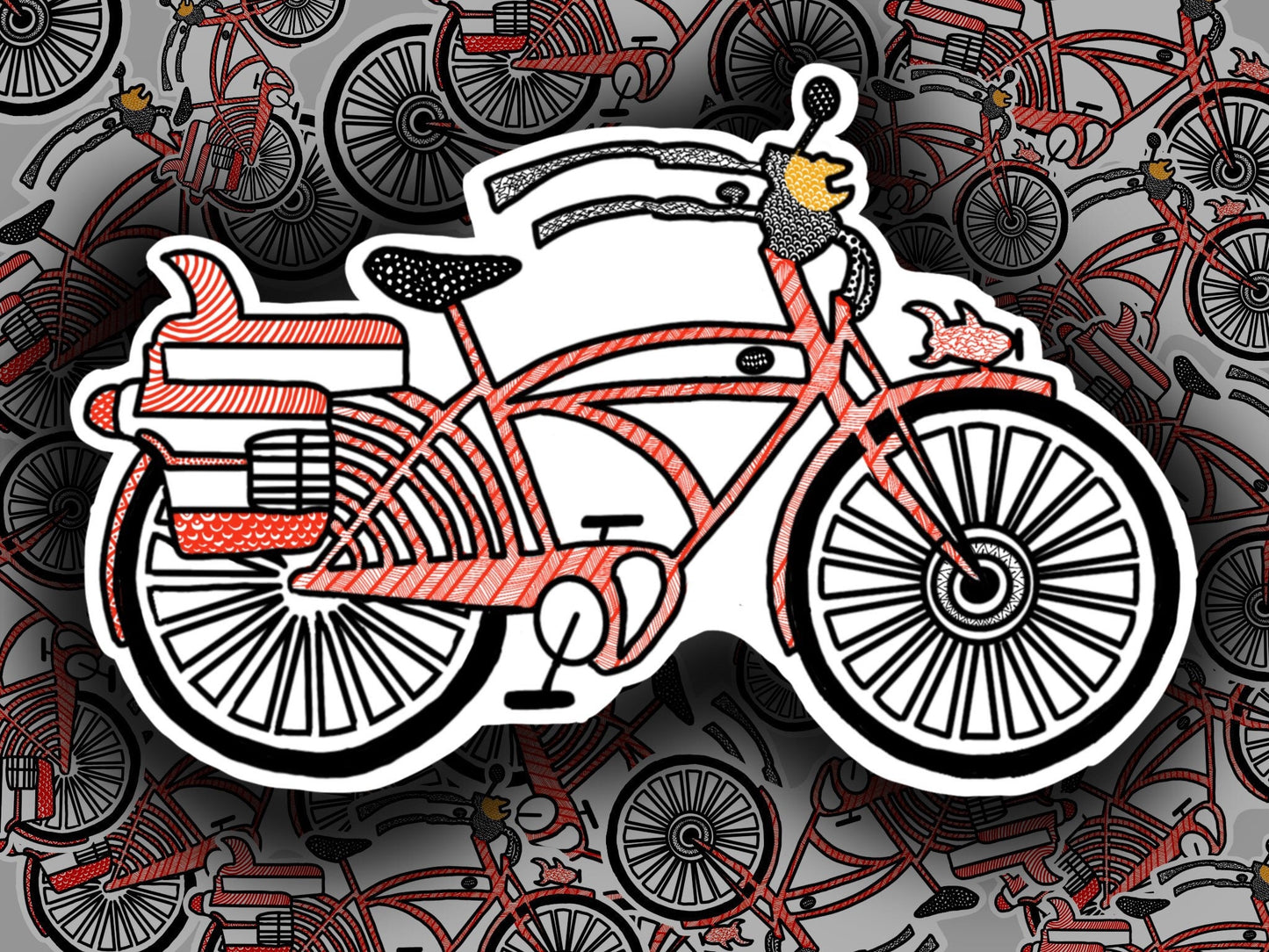 Best Bike In The World Big Adventure Zentangle Sticker Pee Wee Herman