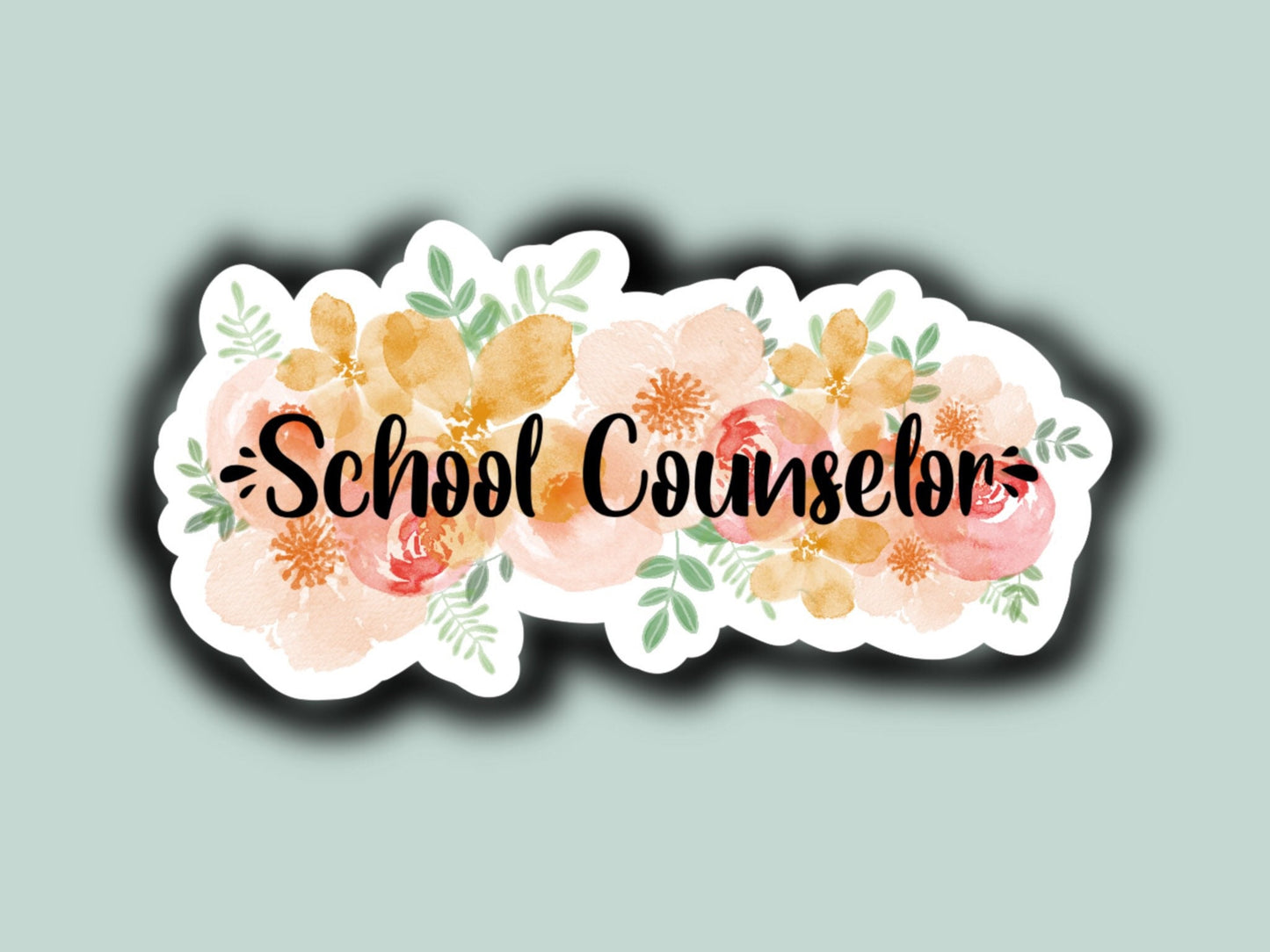 Floral Watercolor School Counselor decal sticker
