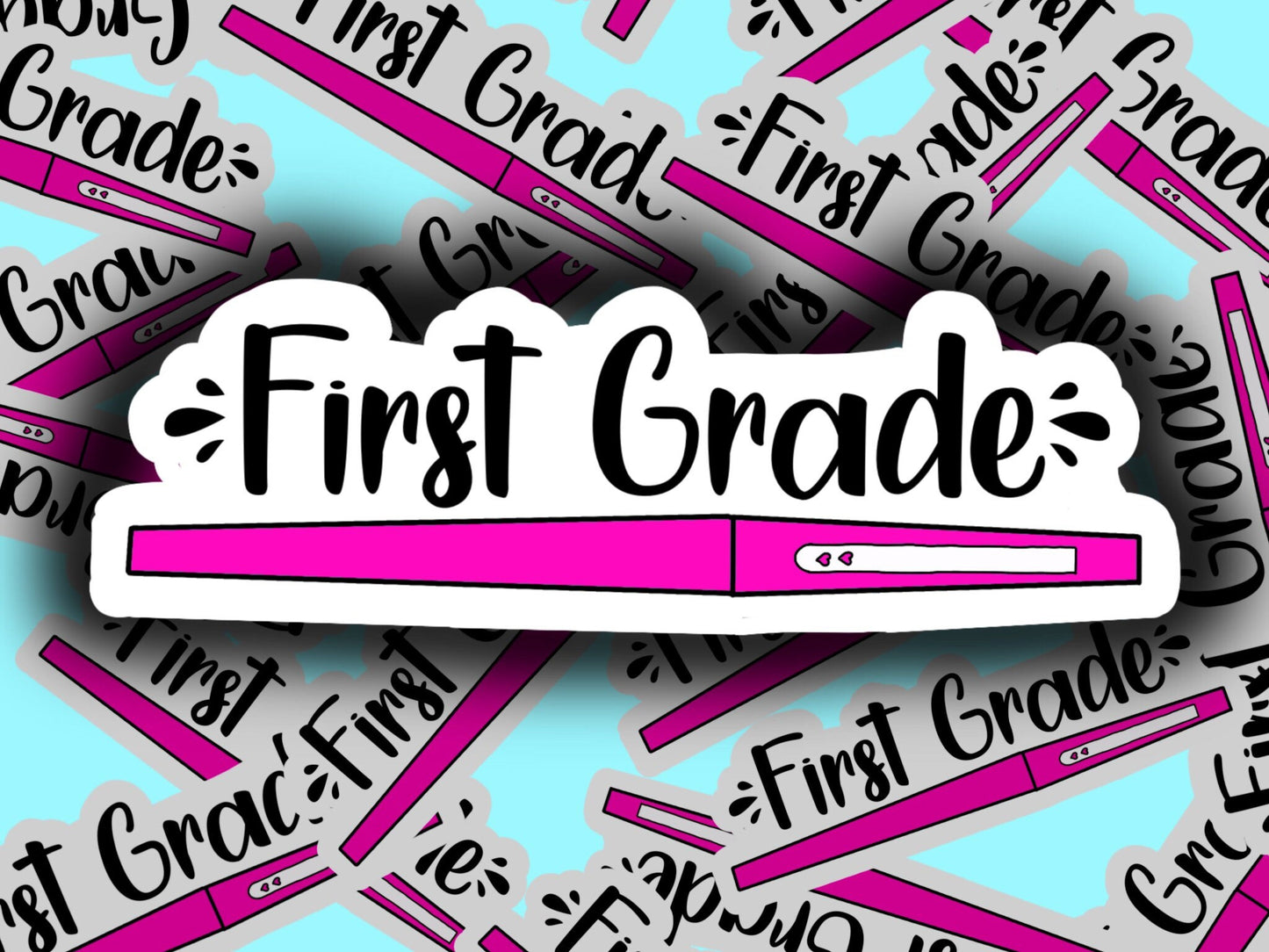 First grade teacher flair pen sticker decal laptop