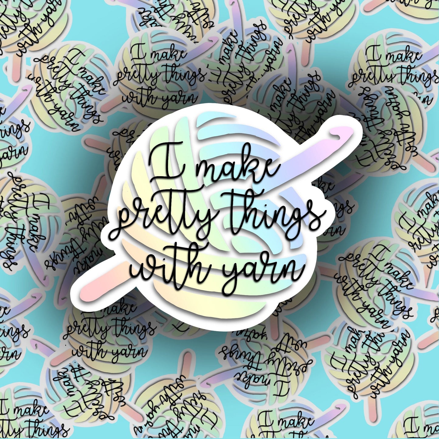 Rainbow yarn crochet I make pretty things with yarn laptop sticker decal
