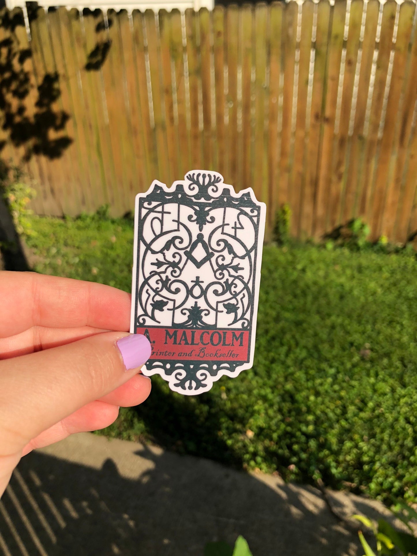 A. Malcom printer and book seller outlander Jamie Fraser Claire sticker decal laptop bottle tumbler