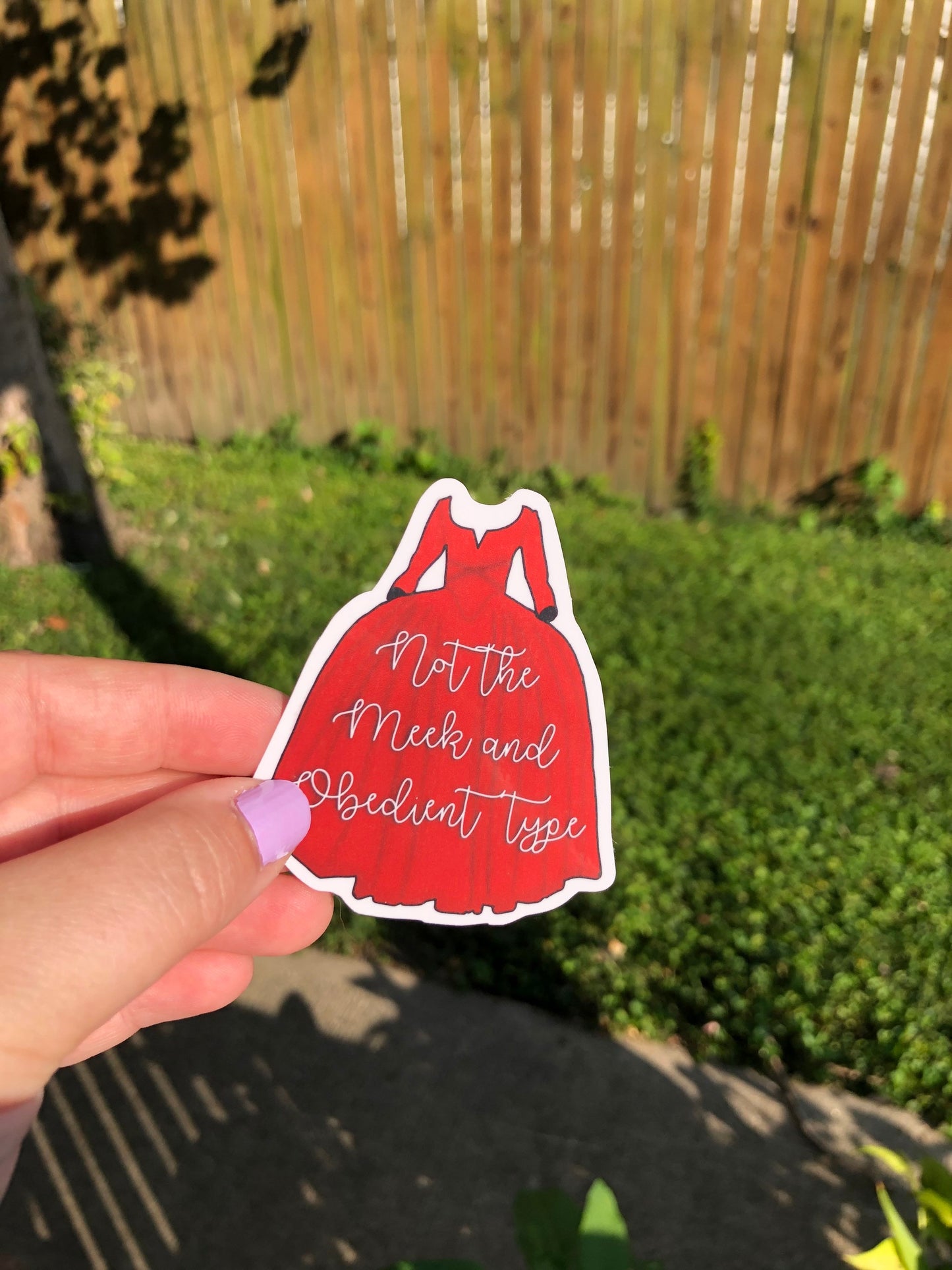 Outlander Claire Fraser red dress not the meek and obedient type quote sticker decal