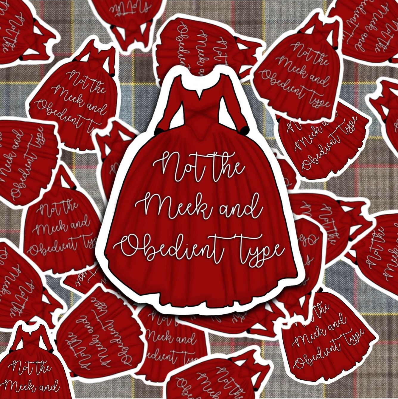 Outlander Claire Fraser red dress not the meek and obedient type quote sticker decal