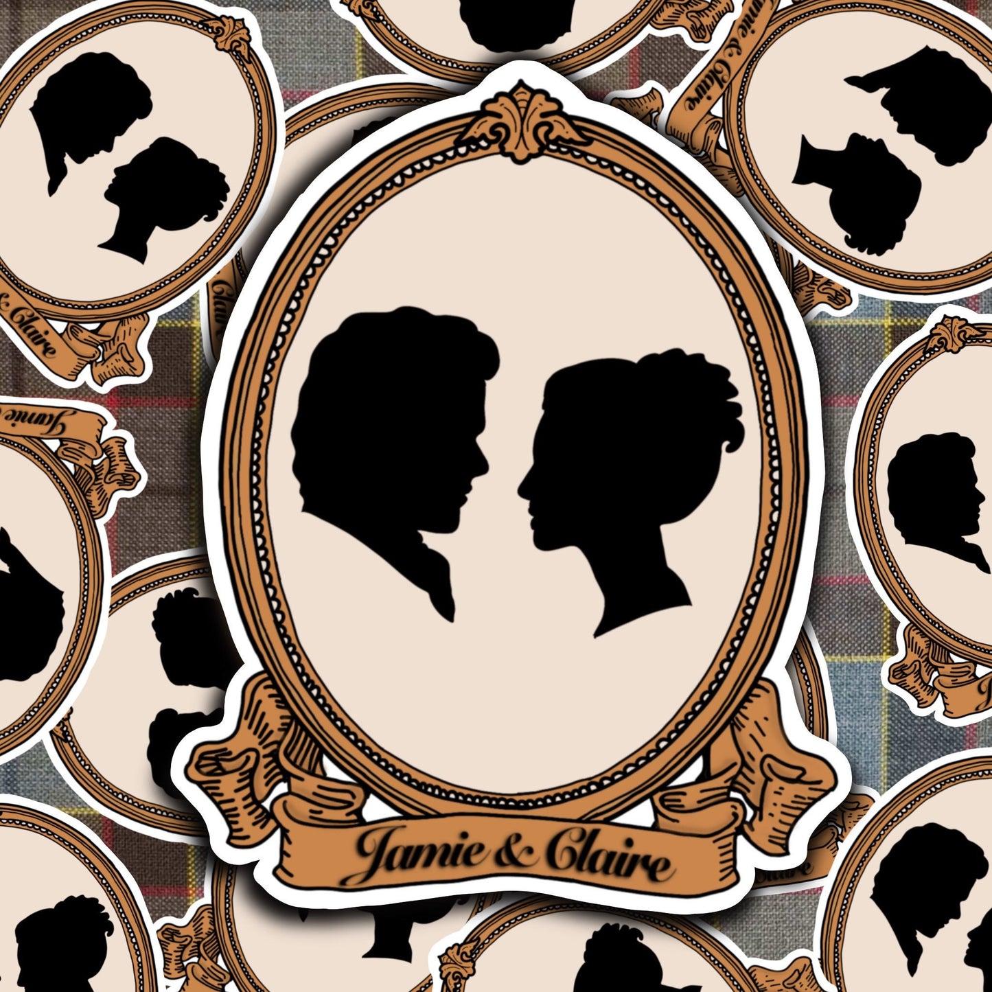 Jamie and Claire Fraser silhouette sticker laptop decal outlander