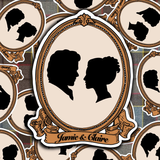 Jamie and Claire Fraser silhouette sticker laptop decal outlander
