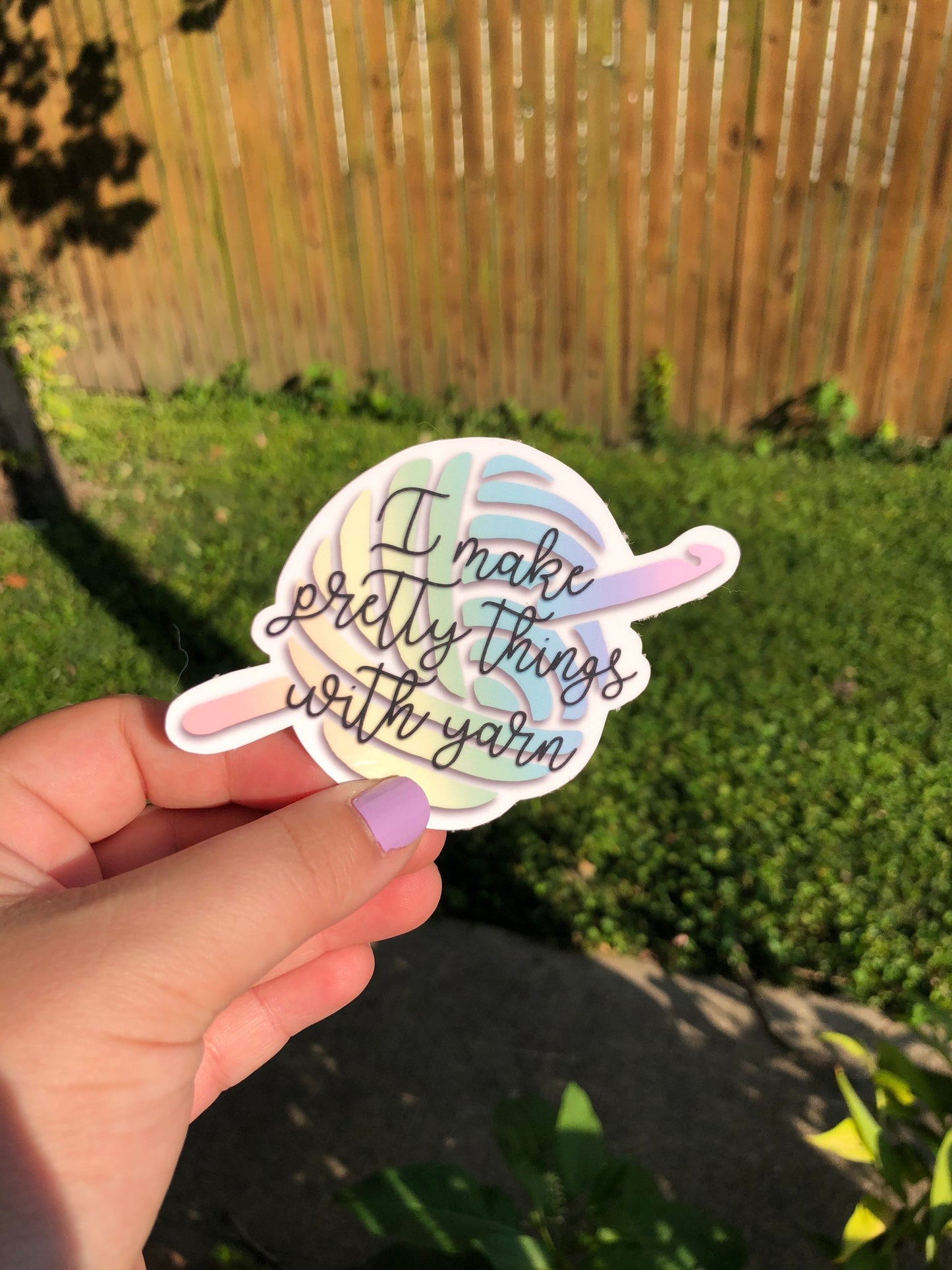 Rainbow yarn crochet I make pretty things with yarn laptop sticker decal