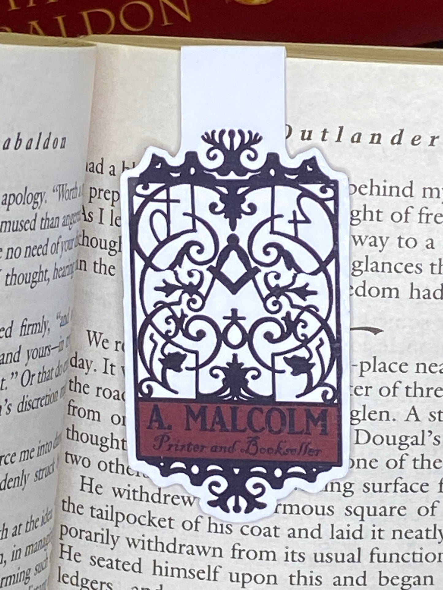 A. Malcolm printer and bookseller magnetic bookmark Outlander