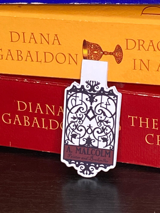 A. Malcolm printer and bookseller magnetic bookmark Outlander