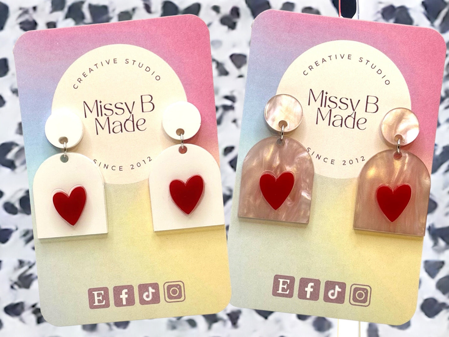 Valentine's Day Acrylic Earrings Arch and Heart
