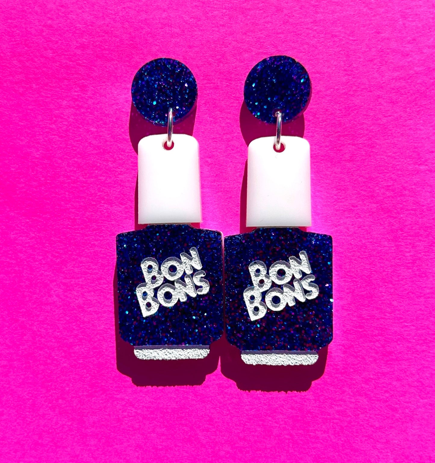 Retro 90s nail polish earring glitter Bon Bon y2k