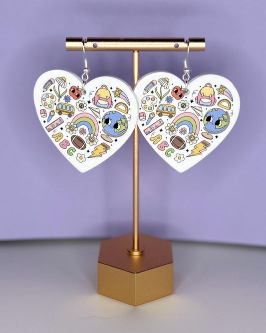 Teacher heart fun earring nickel free