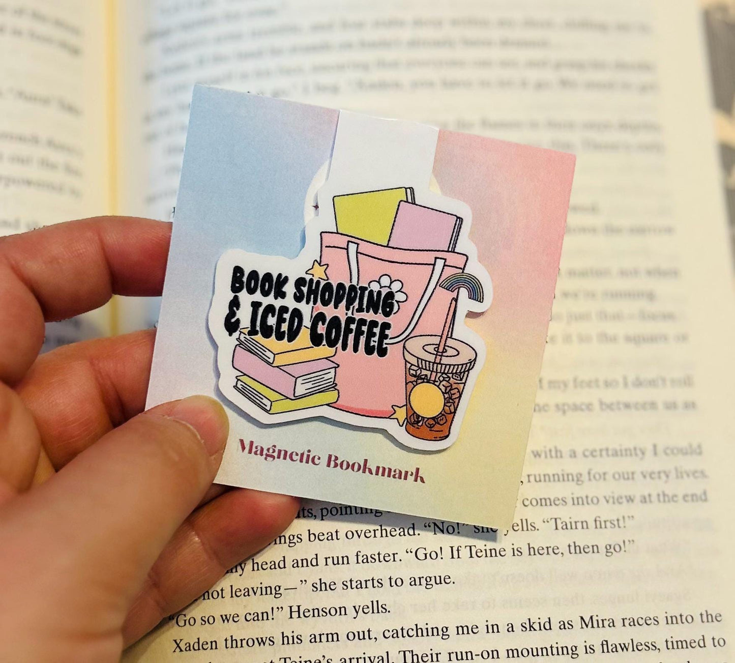 Book Shopping & Iced Coffee – Magnetic Bookmark
