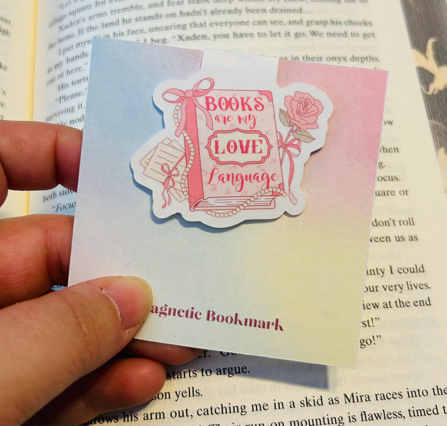 Books Are My Love Language – Coquette Magnetic Bookmark